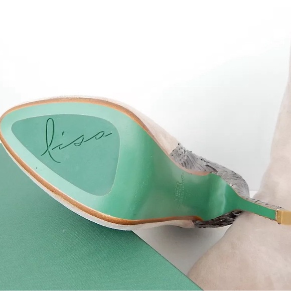 Luxury Green Bottom Chaneli Womens Feather Suede Snakeskin Ankle Boots - Picture 4 of 10